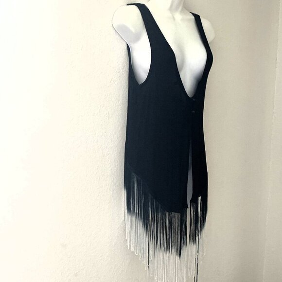 CHARLOETT RUSSE BOHO FRINGE CARDIGAN VEST LIGHTWEIGHT - Picture 6 of 10